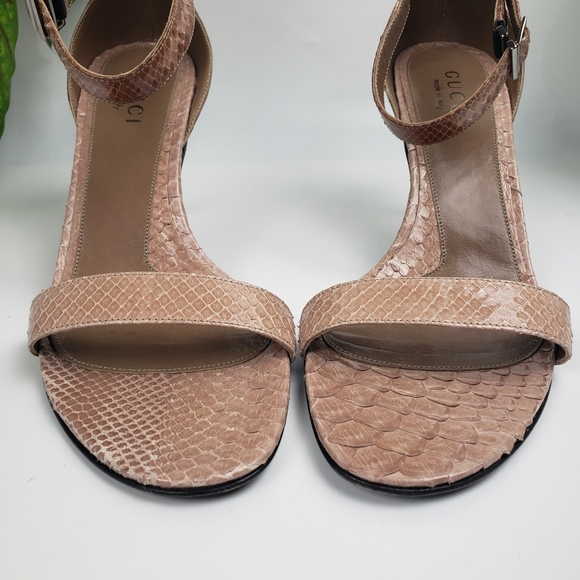 GUCCI Sandal Snake Skin Ankle Strap Heels sz 38.5 C US 8 - Picture 11 of 16